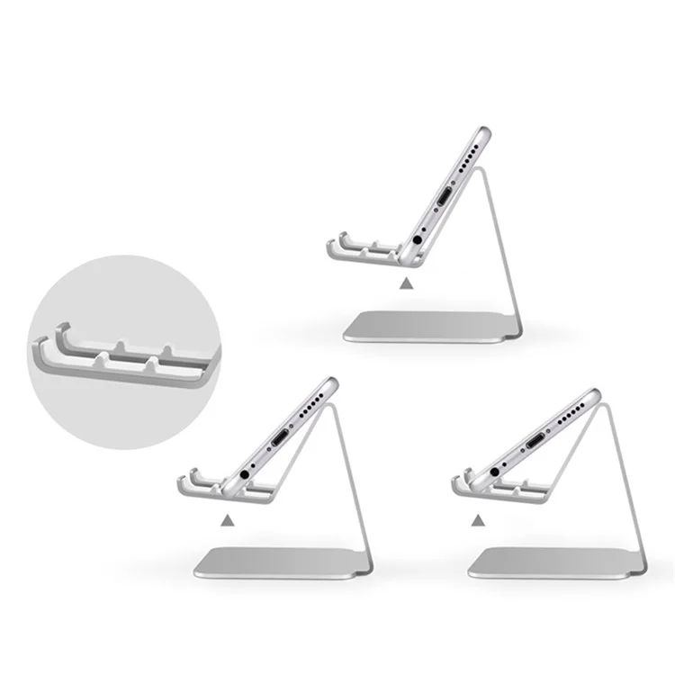 MT-610 Universal Mobile Phone Tablet Holder Aluminum Alloy Desktop Cellphone Bracket Stand - Silver