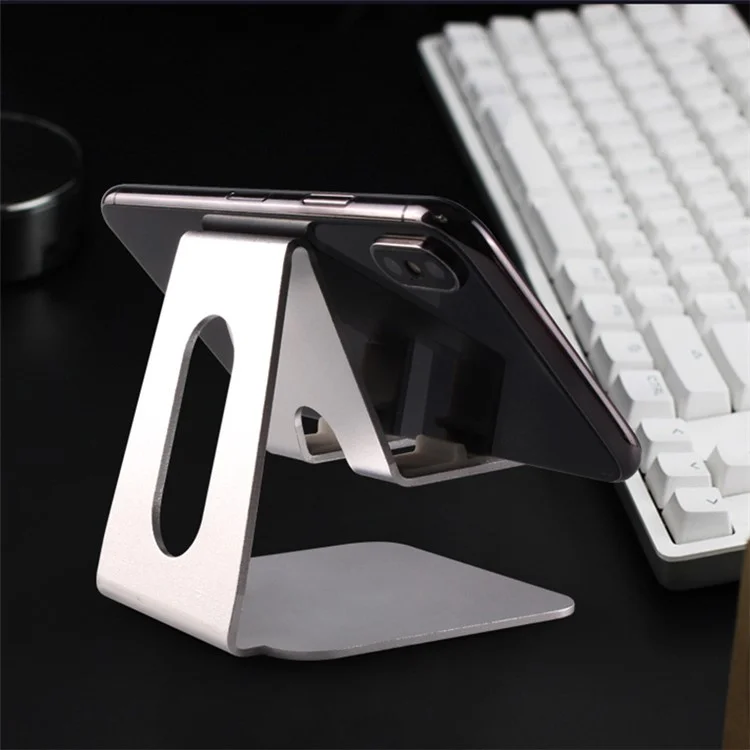 MT-610 Universal Mobile Phone Tablet Holder Aluminum Alloy Desktop Cellphone Bracket Stand - Silver
