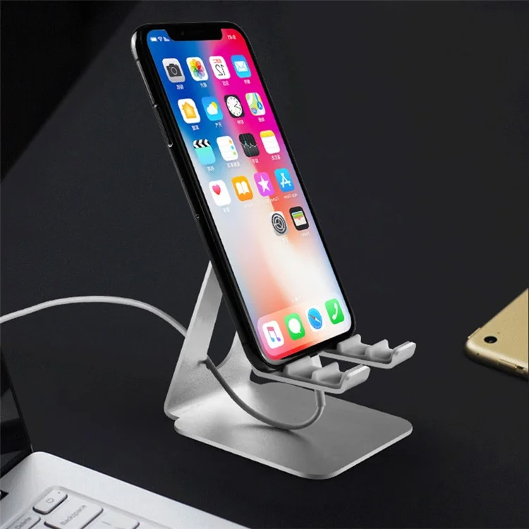 MT-610 Universal Mobile Phone Tablet Holder Aluminum Alloy Desktop Cellphone Bracket Stand - Silver