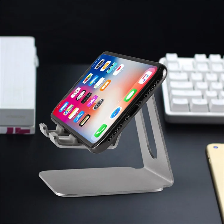 MT-610 Universal Mobile Phone Tablet Holder Aluminum Alloy Desktop Cellphone Bracket Stand - Silver