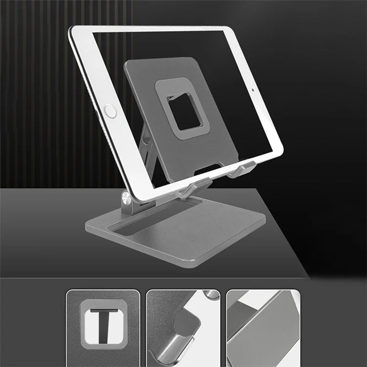 J002 Aluminum Alloy Foldable Tablet Stand Laptop Phone Stand Riser Holder Notebook Stand - Grey