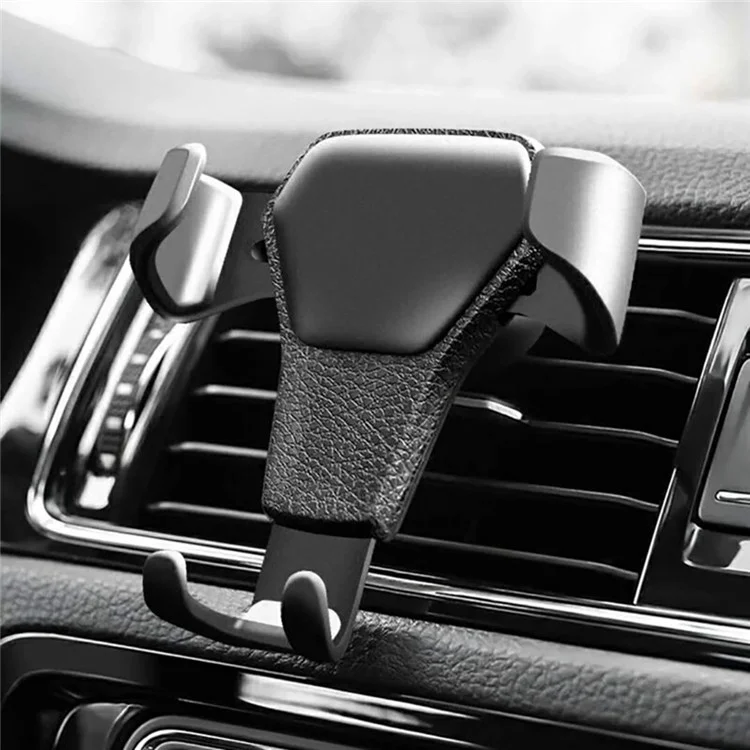 RAXFLY YXF223287 Gravity Lock Car Air Outlet Mount PU Leather Coated Mobile Phone Bracket Holder