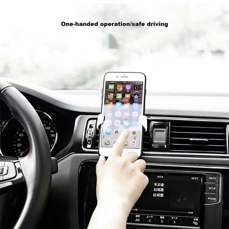 RAXFLY YXF223287 Gravity Lock Car Air Outlet Mount PU Leather Coated Mobile Phone Bracket Holder
