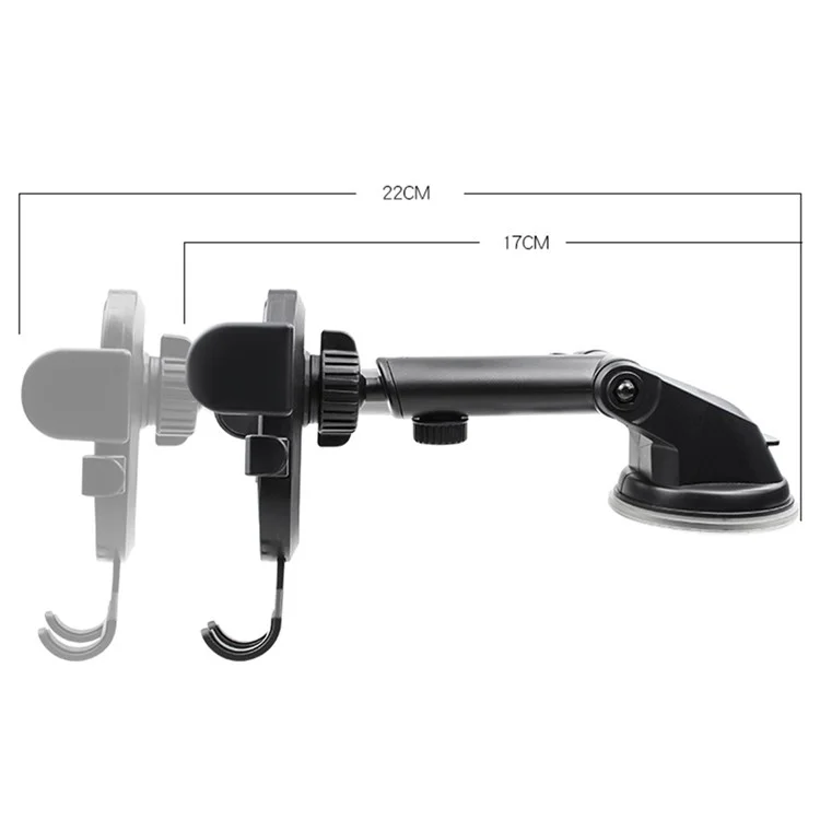 D-23 Universal Cars Dashboard Phone Holder Auto Clamping Car Phone Mount Support 360-degree Rotating - Black