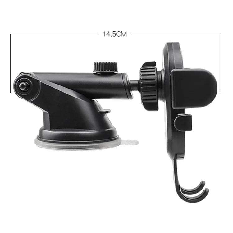 D-23 Universal Cars Dashboard Phone Holder Auto Clamping Car Phone Mount Support 360-degree Rotating - Black