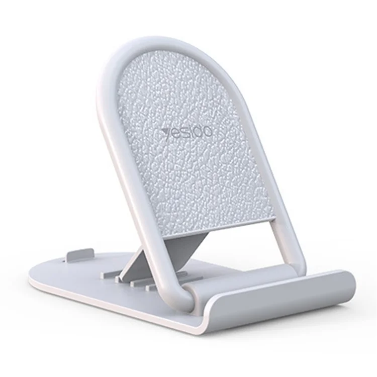 YESIDO C141 Folding Hands-free Phone Holder 4 Angles Adjustable Anti-slip Desktop Stand - White