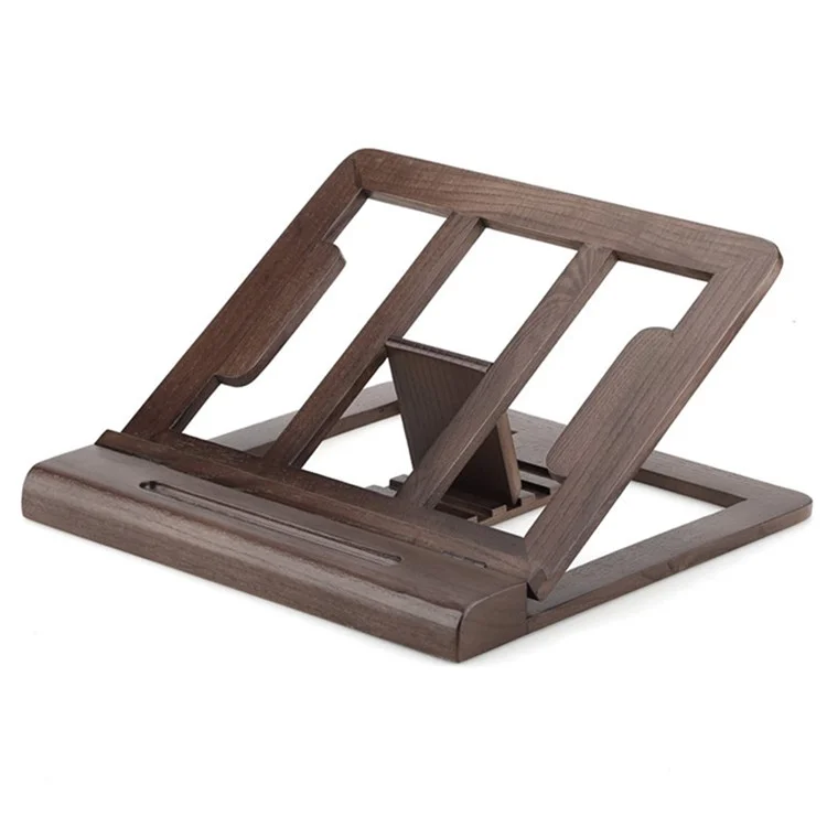 4-level Adjustable Height Wooden Laptop Stand Folding Desktop Notebook Computer Riser, Size S - Walnut Wood