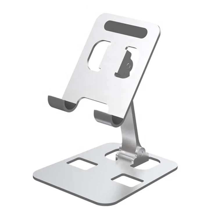 For Under 12.9-inch Tablet Phone Foldable Aluminium Alloy Holder Desktop Adjustable Cellphone Stand Bracket - Silver