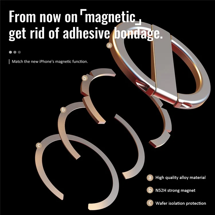 R-JUST SJ20 Ring Shape Magnetic Suction Mobile Phone Holder Desktop Bracket Hands-free Stand - Silver