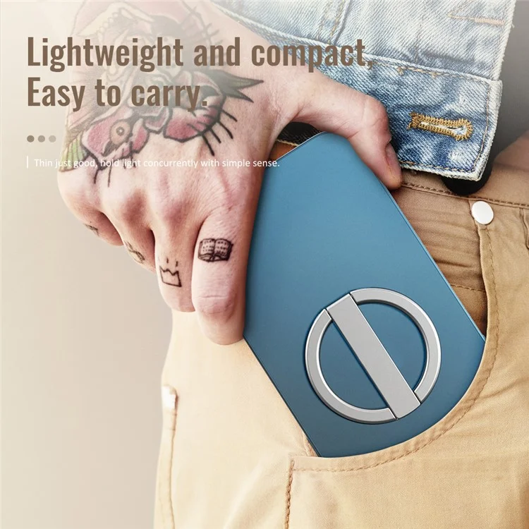 R-JUST SJ20 Ring Shape Magnetic Suction Mobile Phone Holder Desktop Bracket Hands-free Stand - Silver