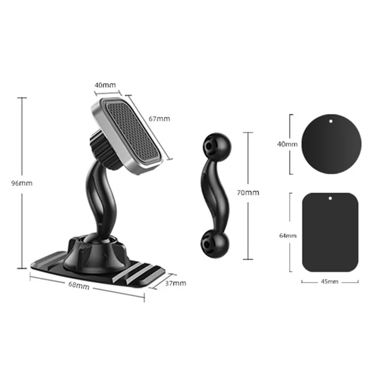 Support De Téléphone De Table De Bord De Voiture Magnétique Support De Téléphone Rotatif À 360 Degrés - Gris