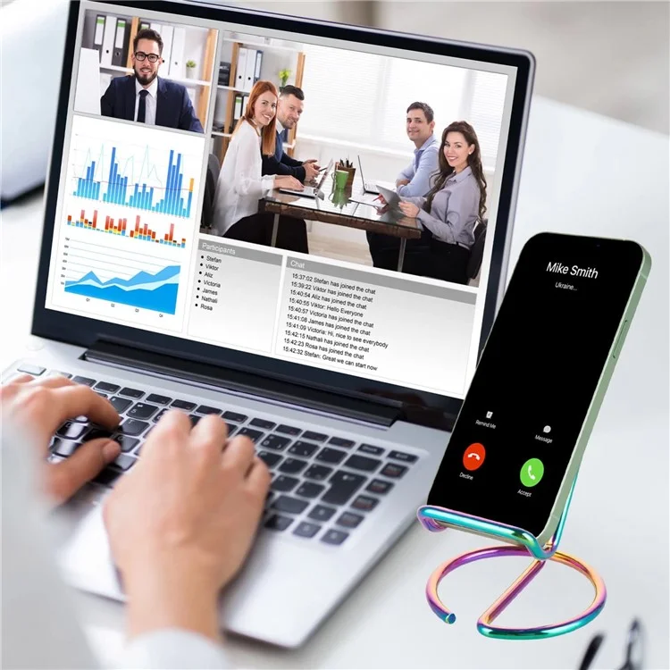 Stilvolle Galvanische Eisendraht Universal-Desktop-Telefonhalter-Tablet-Halterungständer - Bunt
