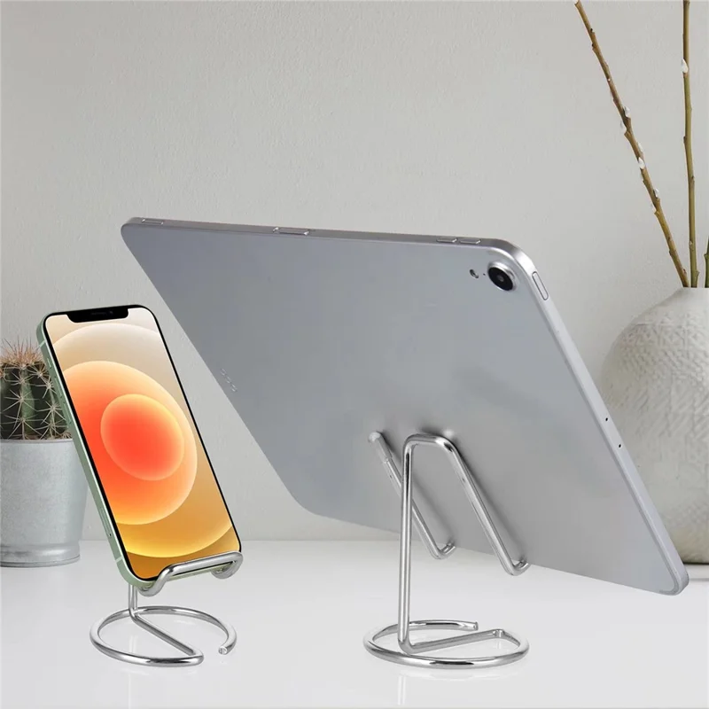 Милая электропокрытая железная проволока Универсальный настольный держатель для телефона и планшета - Серебро