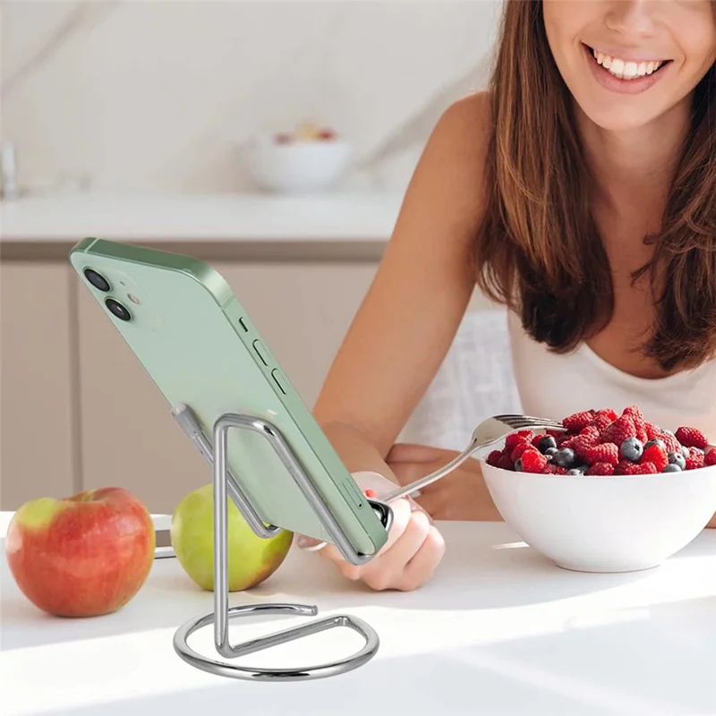 Милая электропокрытая железная проволока Универсальный настольный держатель для телефона и планшета - Серебро