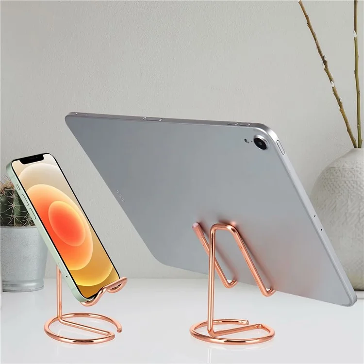 Suporte de Mesa Universal de Arame de Ferro Eletroplatado Fofo - Rose Gold