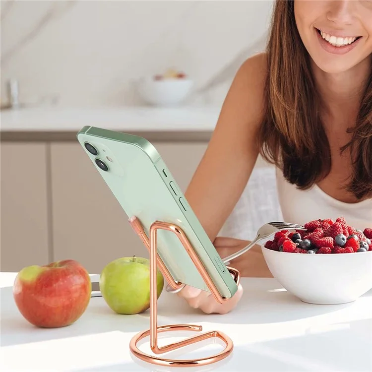 Suporte de Mesa Universal de Arame de Ferro Eletroplatado Fofo - Rose Gold