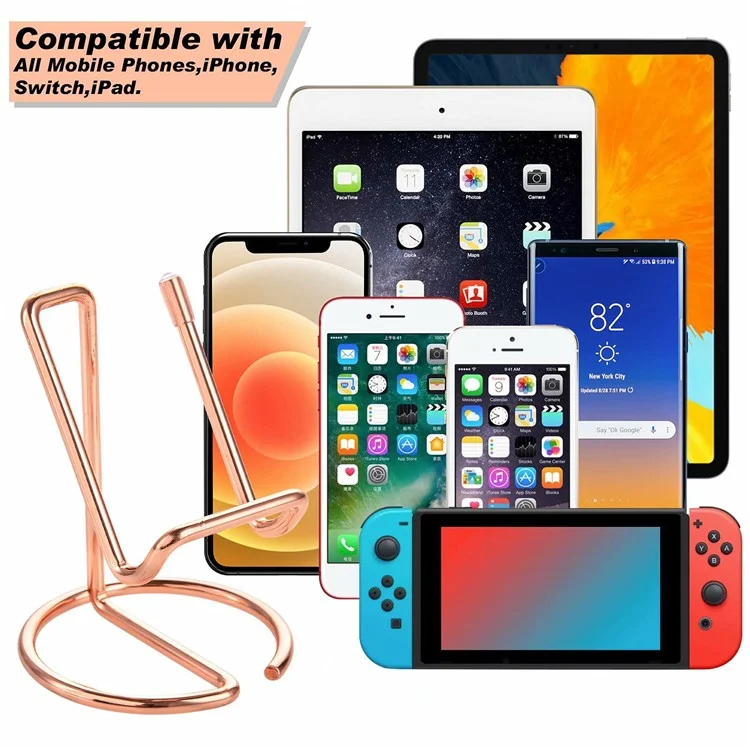 Suporte de Mesa Universal de Arame de Ferro Eletroplatado Fofo - Rose Gold