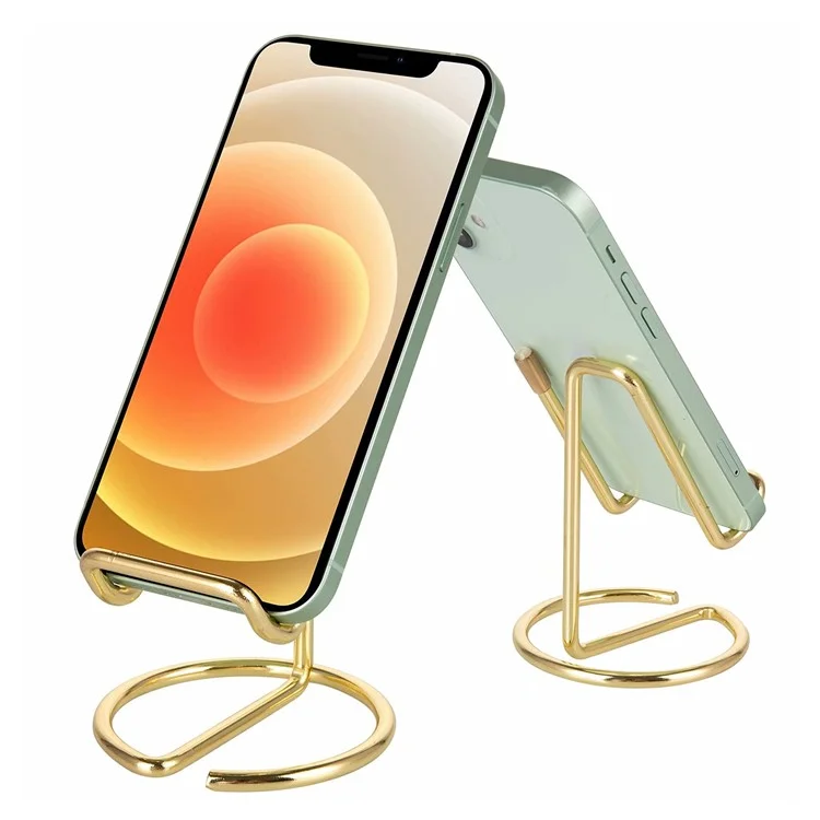 Suporte de Telefone Celular Dourado Elegante de Fio de Ferro Eletroplatinado Universal para Mesa