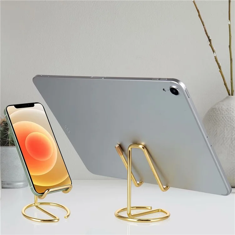 Suporte de Telefone Celular Dourado Elegante de Fio de Ferro Eletroplatinado Universal para Mesa