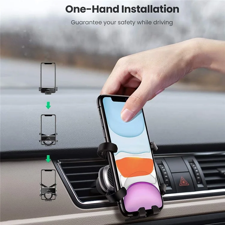 UGreen Universal 360 Graus Gravação Gravidade Auto Clamping Air Vent Vent Mount GPS Telefone Suporte Suporte Para IPhone Samsung Huawei Xiaomi