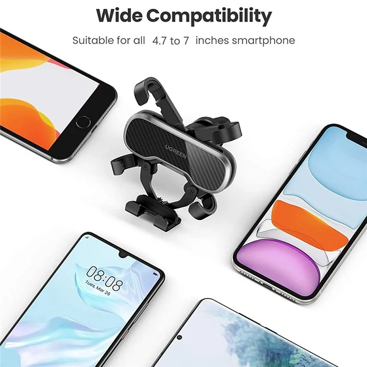 Support de voiture universel UGREEN à rotation à 360 degrés, montage automatique par gravité, pour iPhone, Samsung, Huawei, Xiaomi