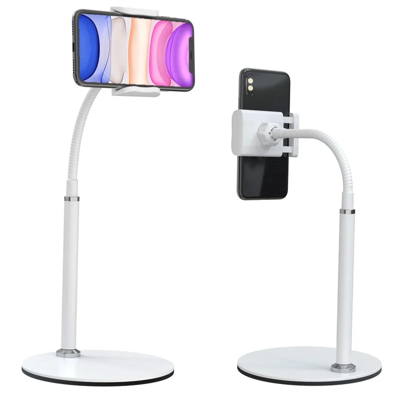 Flexible Gooseneck Universal Phone Holder Stand 360 Degrees Rotating Desktop Mobile Phone Bracket - White