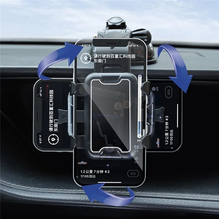 360 Degrees Rotatable Car Dashboard Mount Mobile Phone Holder Stand Suction Cup Bracket - Blue