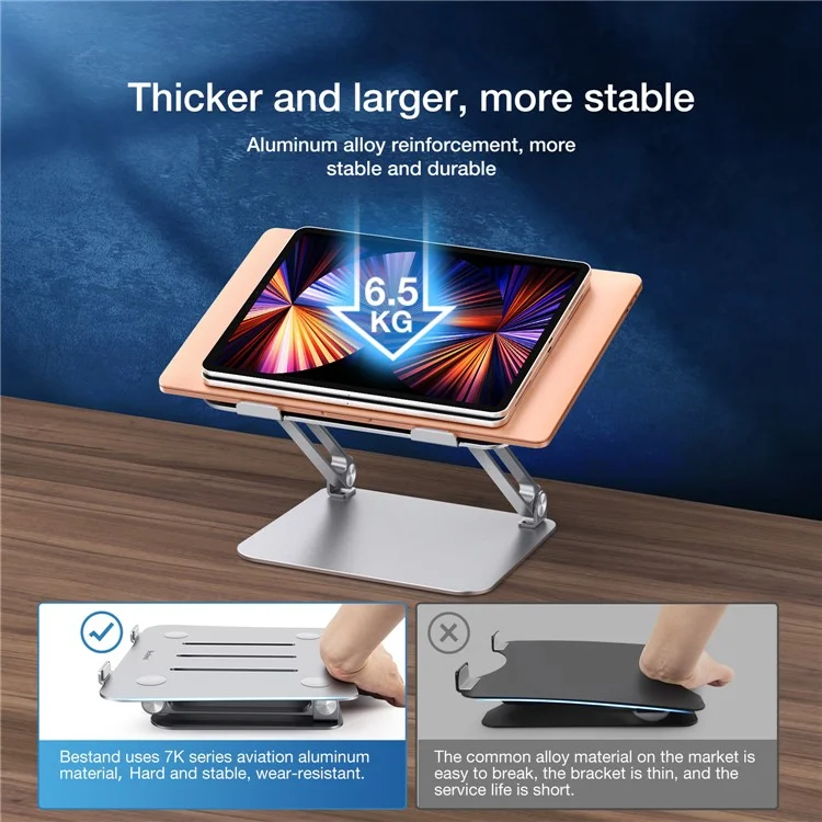 BESTAND For 10-17" Laptop Supporto in Lega di Alluminio Regolabile Supporto per Notebook da Scrivania - Argento