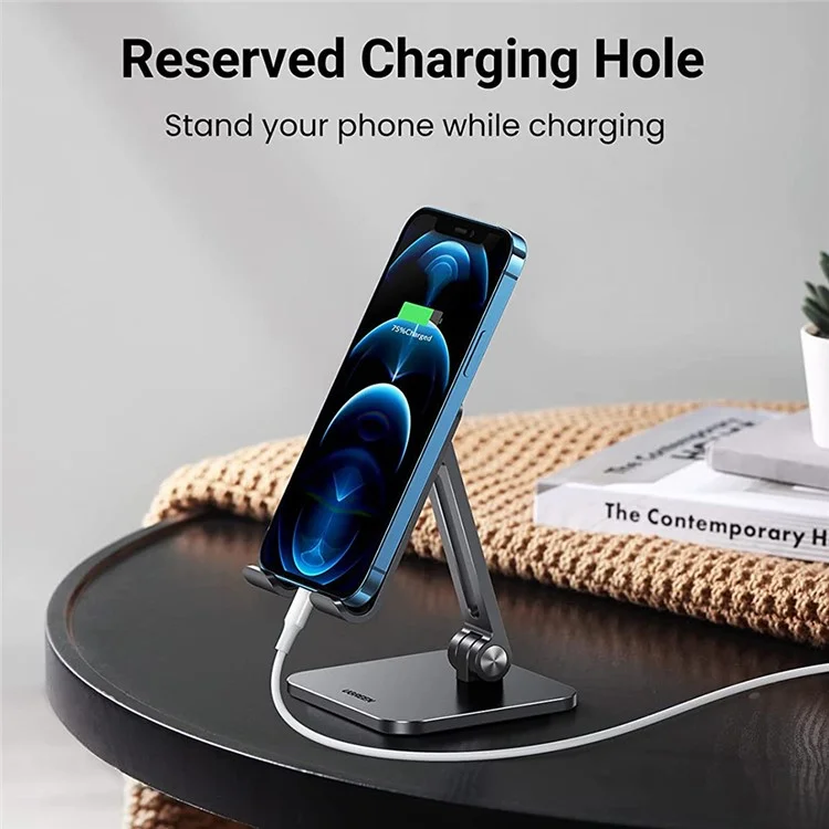 UGREEN 40392 Aluminum Foldable Desk Phone Stand Non-Slip Adjustable Tablet Holder for iPhone 13 Pro Max/Galaxy S21 S20/Huawei P30 Pro/P20/Redmi Note10