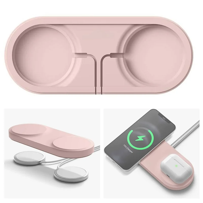 Wireless Charger Case Compatible with MagSafe Magnetic Charger Silicone Protective Cover - Pink