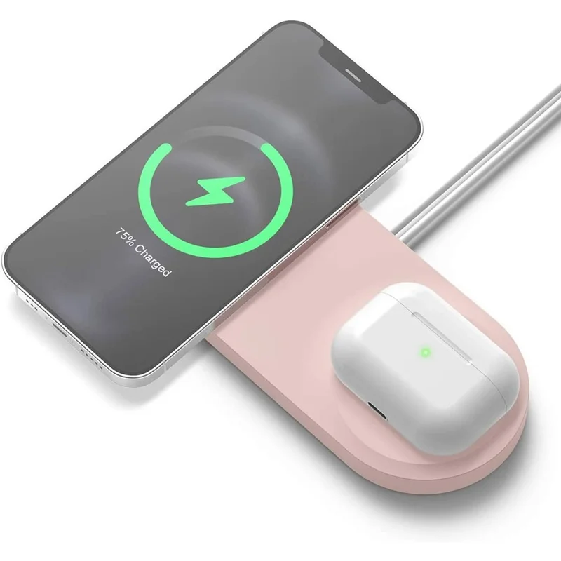 Wireless Charger Case Compatible with MagSafe Magnetic Charger Silicone Protective Cover - Pink