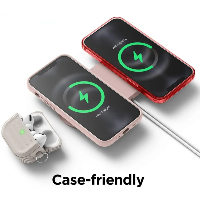 Wireless Charger Case Compatible with MagSafe Magnetic Charger Silicone Protective Cover - Pink
