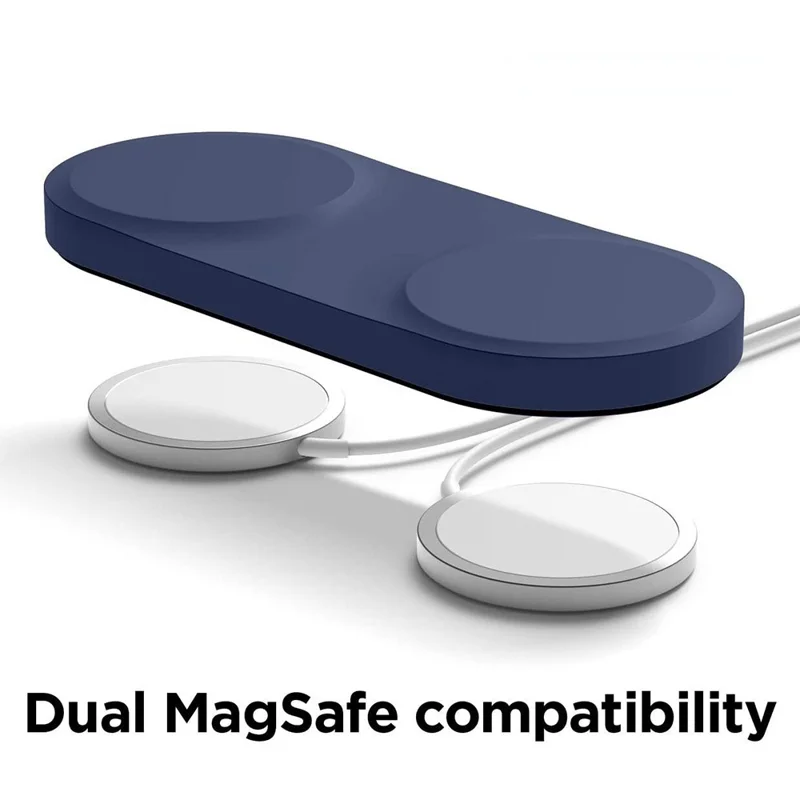Étui chargeur pour Magsafe compatible avec iPhone 12 / 13, coque magnétique en silicone, protection avec tapis de charge sans fil - Bleu