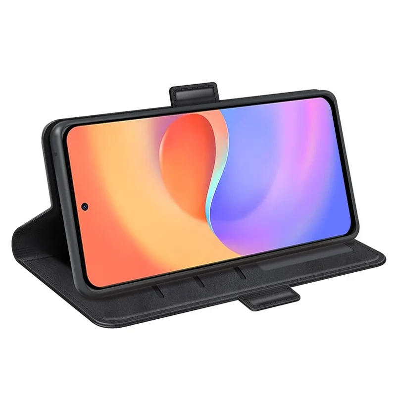 Textured PU Leather Wallet Phone Case for ZTE Libero 5G II, Shockproof Stand Folio Flip Cover - Black