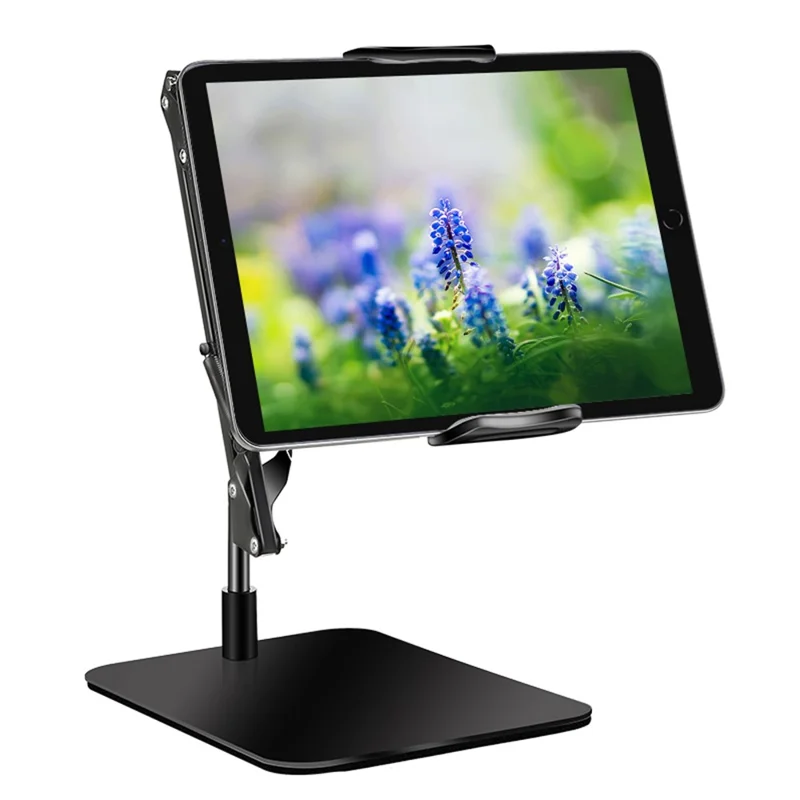 360 Degree Rotation Phone Stand Holder for 4-11 inch Tablet Flexible Adjustable Clamp Tablet Bracket with Square Bottom Base