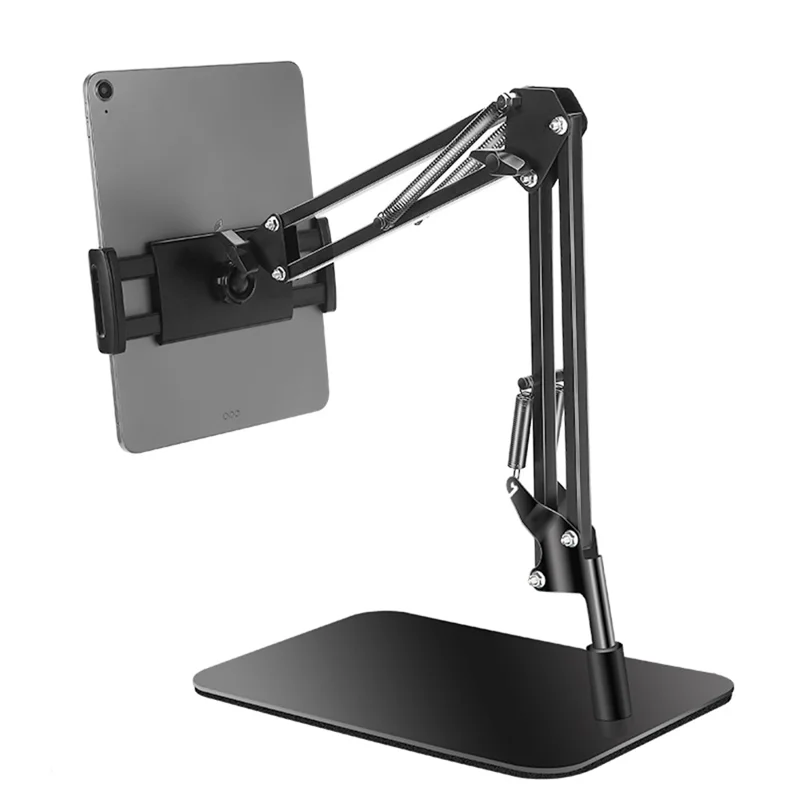 360 Degree Rotation Phone Stand Holder for 4-11 inch Tablet Flexible Adjustable Clamp Tablet Bracket with Square Bottom Base
