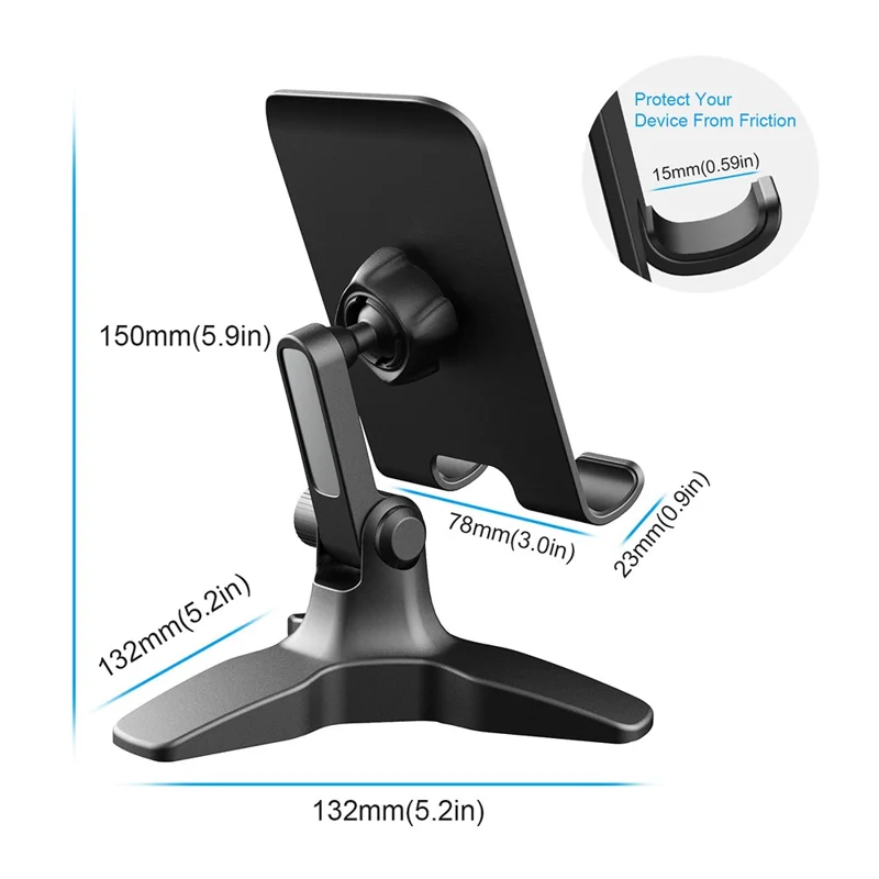 IPS-T6  Cell Phone Stand Angle Adjustable Rotating Desk Sturdy Folding Tablet Holder Stand for Home Office