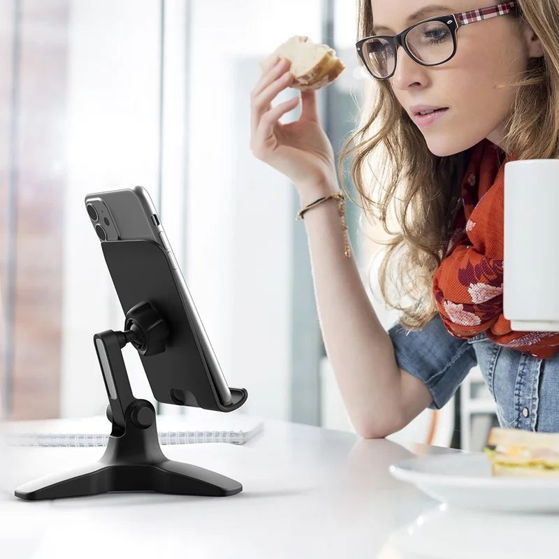 IPS-T6  Cell Phone Stand Angle Adjustable Rotating Desk Sturdy Folding Tablet Holder Stand for Home Office