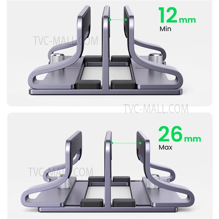 Ugreen 60643 Soporte De Computadora Portátil De Escritorio Vertical Soporte De Tableta De Aluminio De Doble Ranura Para MacBook Air Pro PC Anti-Scratch Ajustable Portátiles Con Almohadillas De Silicona