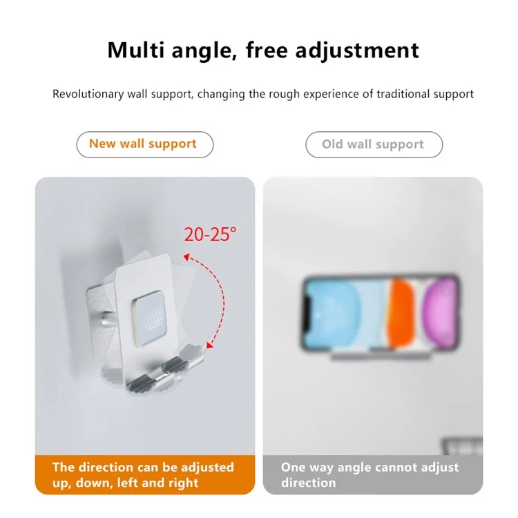 B87 Punch-Free Wall Mount Aluminiumlegierung Ständer Mit Nicht Markierender Klebstoff Für Telefone/tabletten - Silber-