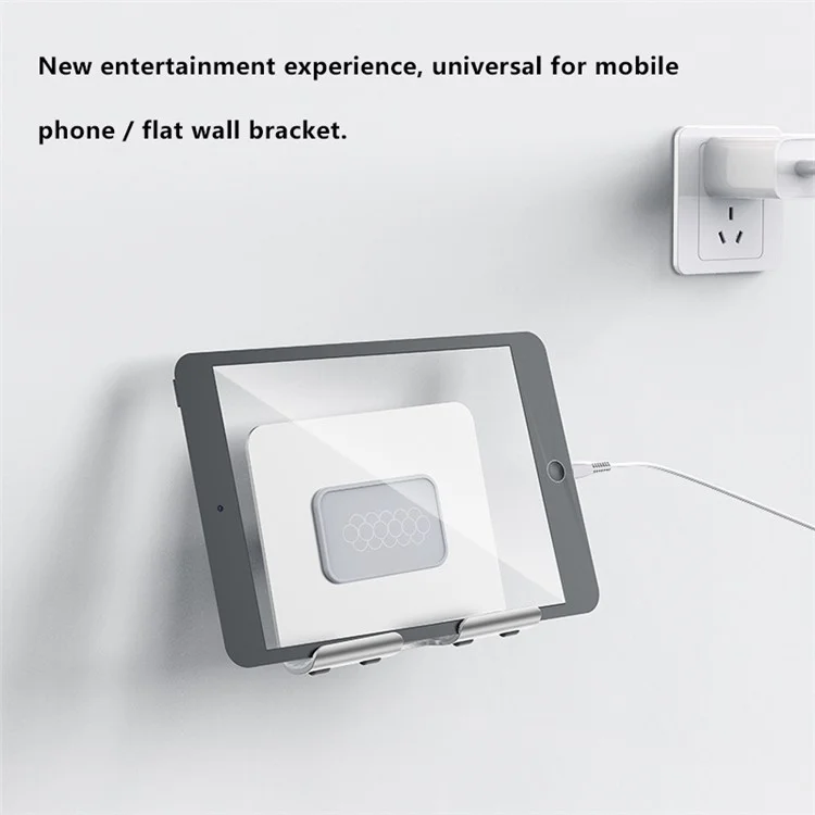 B87 Punch-Free Wall Mount Aluminiumlegierung Ständer Mit Nicht Markierender Klebstoff Für Telefone/tabletten - Silber-