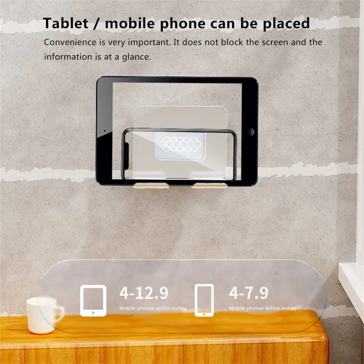 B87 Punch-Free Wall Mount Aluminiumlegierung Ständer Mit Nicht Markierender Klebstoff Für Telefone/tabletten - Silber-