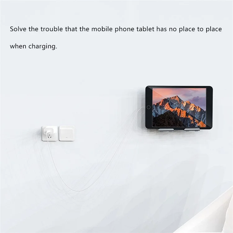 B87 Punch-Free Wall Mount Aluminiumlegierung Ständer Mit Nicht Markierender Klebstoff Für Telefone/tabletten - Silber-