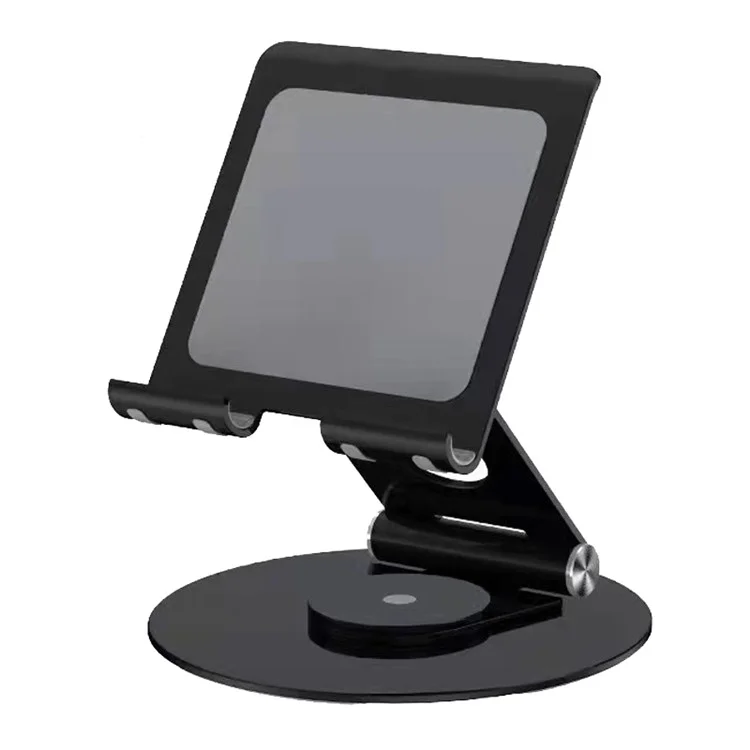T6 Universal Aluminum Alloy Foldable Tablet Mobile Phone Holder Adjustable Desktop Tablet Bracket Stand - Black