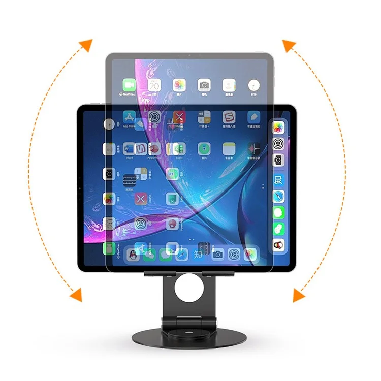 T6 Universal Aluminum Alloy Foldable Tablet Mobile Phone Holder Adjustable Desktop Tablet Bracket Stand - Black