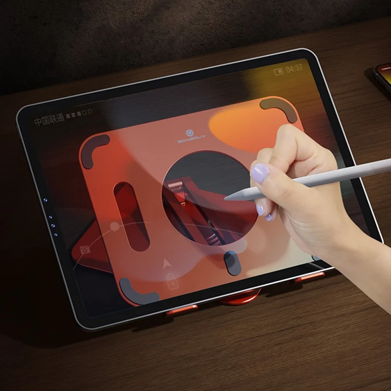 BONERUY L04mini 360 Degree Rotating Tablet Holder Hollow Heat Dissipation Aluminum Alloy Foldable Cradle for iPad - Silver