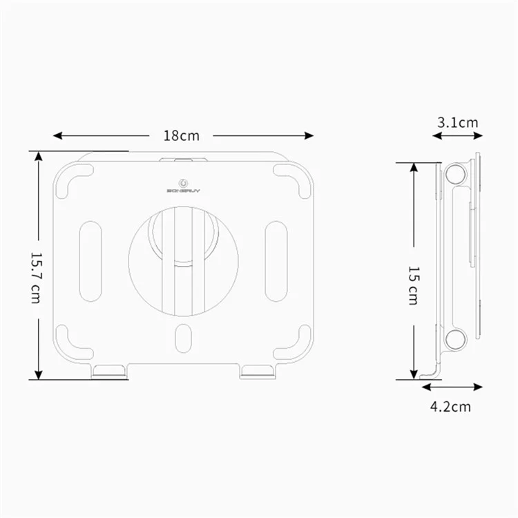 Boneruy L04mini 360 Graus Girando O Titular Da Tabuleta Oco Dissipação De Calor De Alumínio Berço Dobrável Para Ipad - Cinza