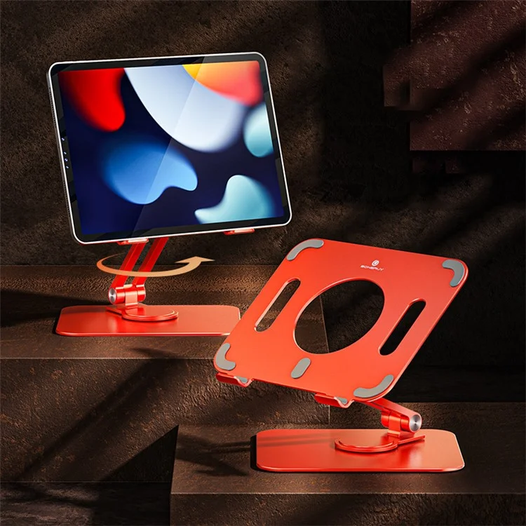 Boneruy L04mini 360 Graus Girando O Titular Da Tabuleta Oco Dissipação De Calor De Alumínio Berço Dobrável Para Ipad - Cinza