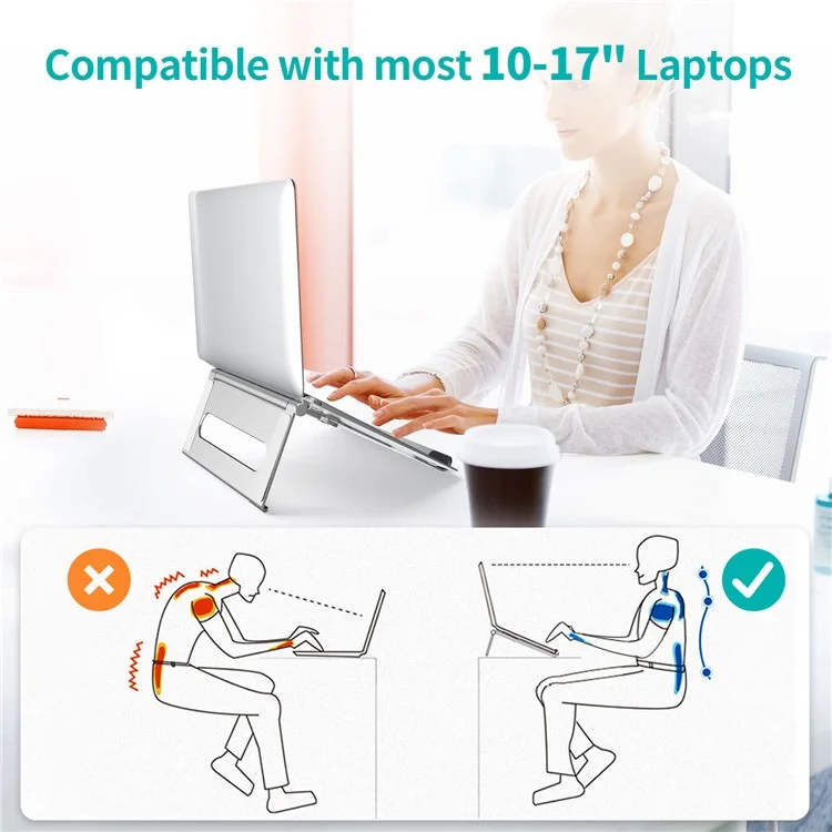 L1 Aluminum Alloy Folding Notebook Stand Adjustable Tablet Holder Cooling Riser for 10-17inch Laptop