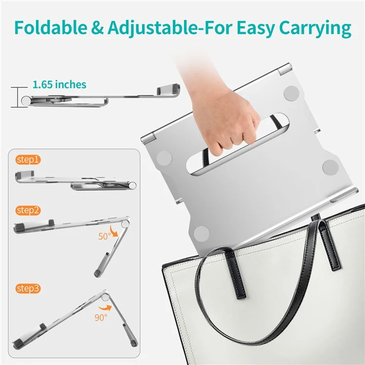 L1 Aluminum Alloy Folding Notebook Stand Adjustable Tablet Holder Cooling Riser for 10-17inch Laptop